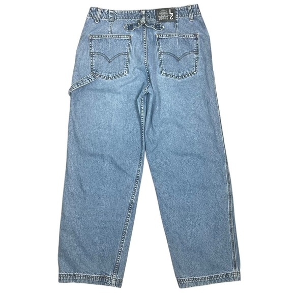 Y2K Levi's L2 Jeans 12 Wide Leg Skater Back Buckle Blue Tab High Rise - Picture 3 of 13